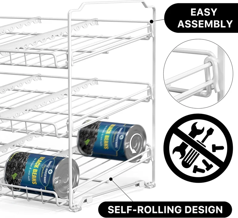 Simple Houseware Stapelbarer Dosenregal-Organizer, Weiss, Weiss