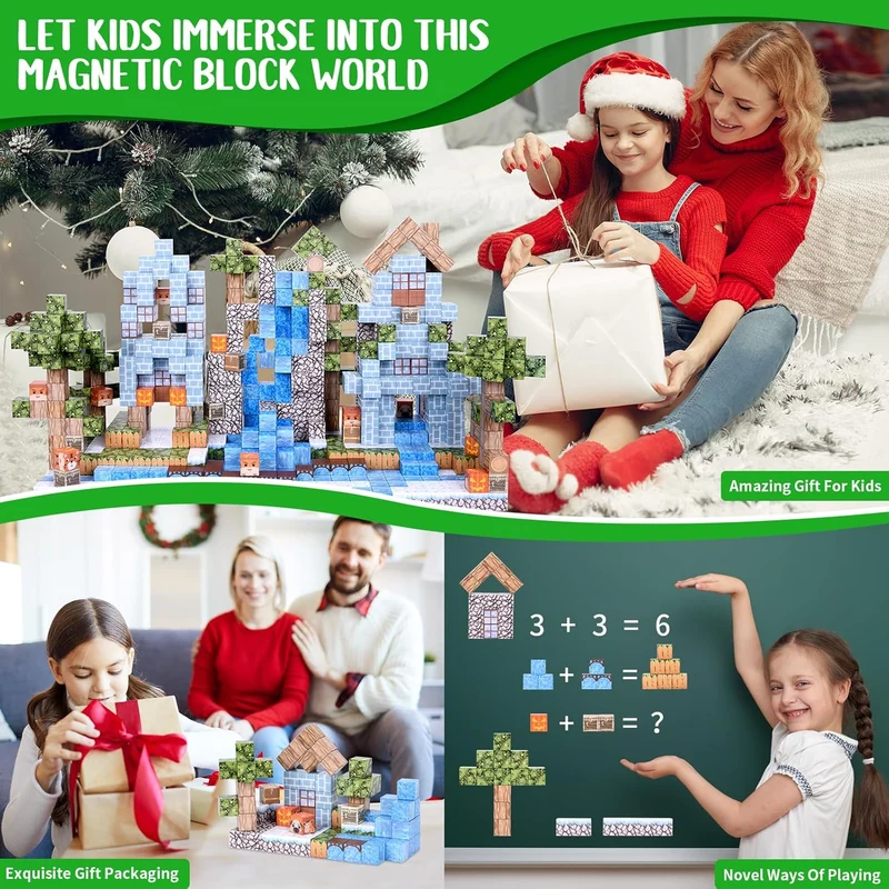 100 PCS Mgnetische Bauklötze, Magnetische Fliesen Bauen Magnet Welt Set, STEM Sensorik Spielzeug für