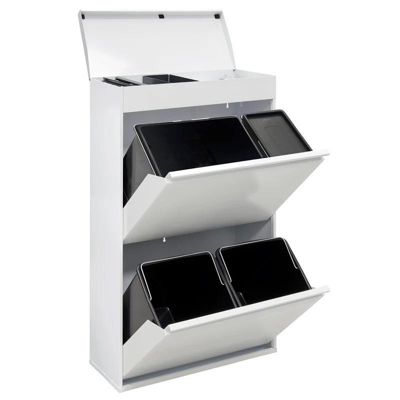 ARREGUI Top CR621-B2 Mülltrennsystem aus Stahl mit Aufbewahrungsbox mit Deckel | 4 Fächer Mülleimer