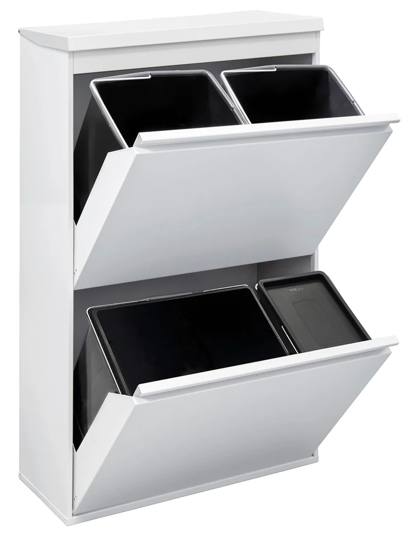 ARREGUI Top CR621-B2 Mülltrennsystem aus Stahl mit Aufbewahrungsbox mit Deckel | 4 Fächer Mülleimer