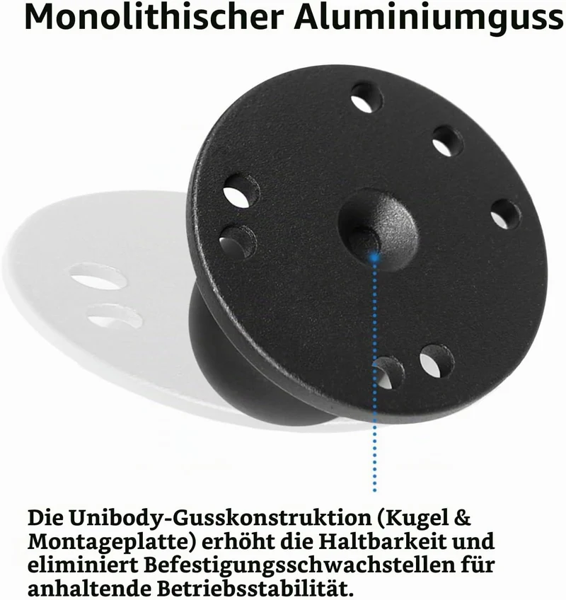 1,5 Zoll/C-Grösse / 38mm Kugelhalterung aus Aluminiumgusslegierung, AMPS-Loch-Rundplattenbasis, Komp