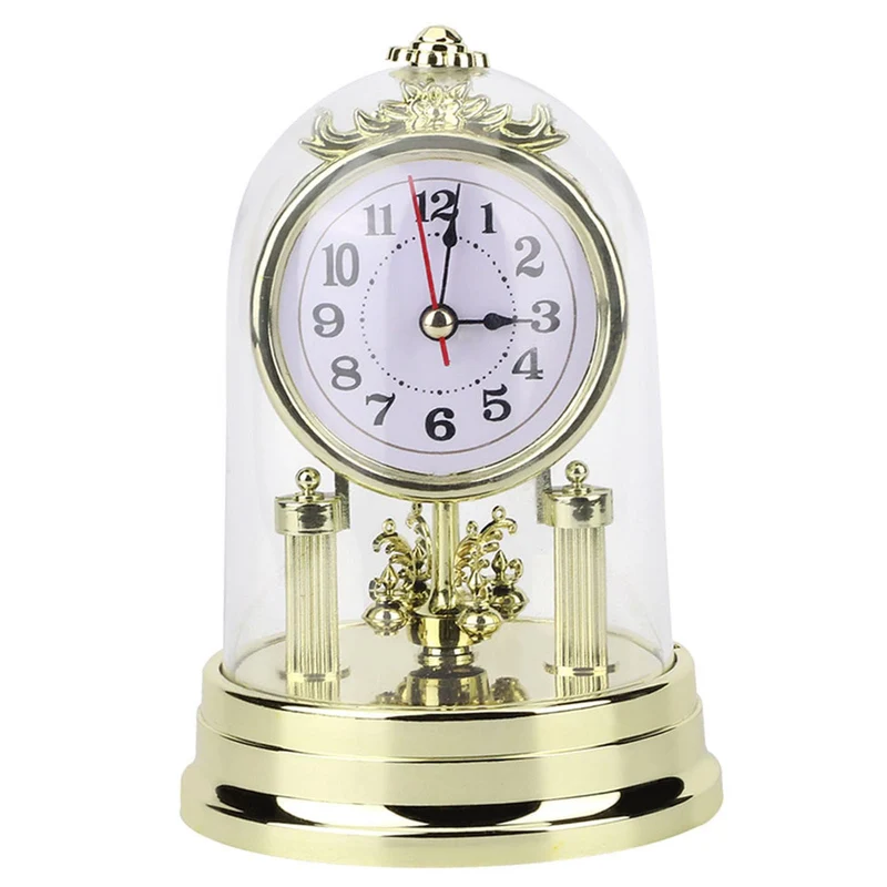 Ejoyous Vintage Tischuhr, Mantel Gewölbte Uhr Antike Stille Tischuhr Europäische Retro -Uhren mit Gl