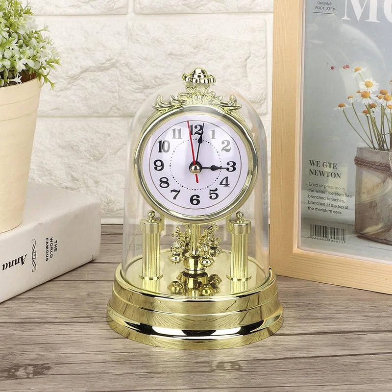 Ejoyous Vintage Tischuhr, Mantel Gewölbte Uhr Antike Stille Tischuhr Europäische Retro -Uhren mit Gl