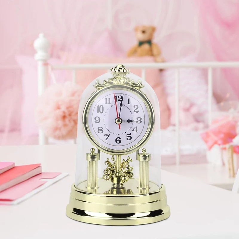 Ejoyous Vintage Tischuhr, Mantel Gewölbte Uhr Antike Stille Tischuhr Europäische Retro -Uhren mit Gl