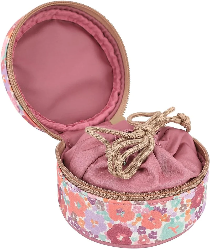 Depesche 13062 TOPModel Floral - Rundes Schmuckkästchen in dunklem Pink, mit Model Motiv und Blumen