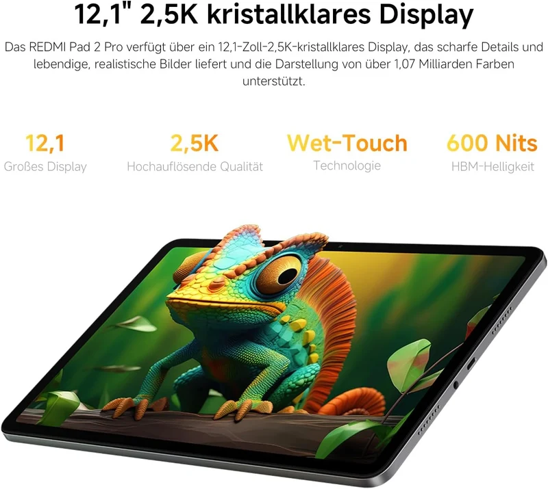 XIAOMI REDMI 2 Pro + Stift, 6+128GB, 12,1" 2,5K 120Hz Display, Riesiger 12.000mAh (typ) Akku, 4nm Pr