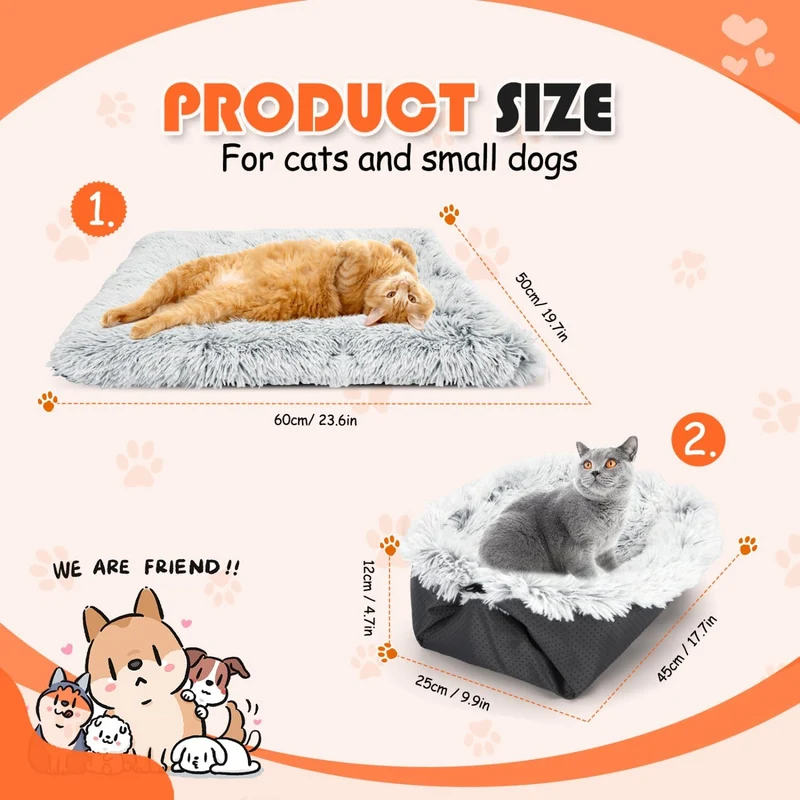 Nobleza 2 in 1 Katzenbett, Faltbar Welpenbett Katzenkissen, Haustierbett Flauschig und Weich, Katzen