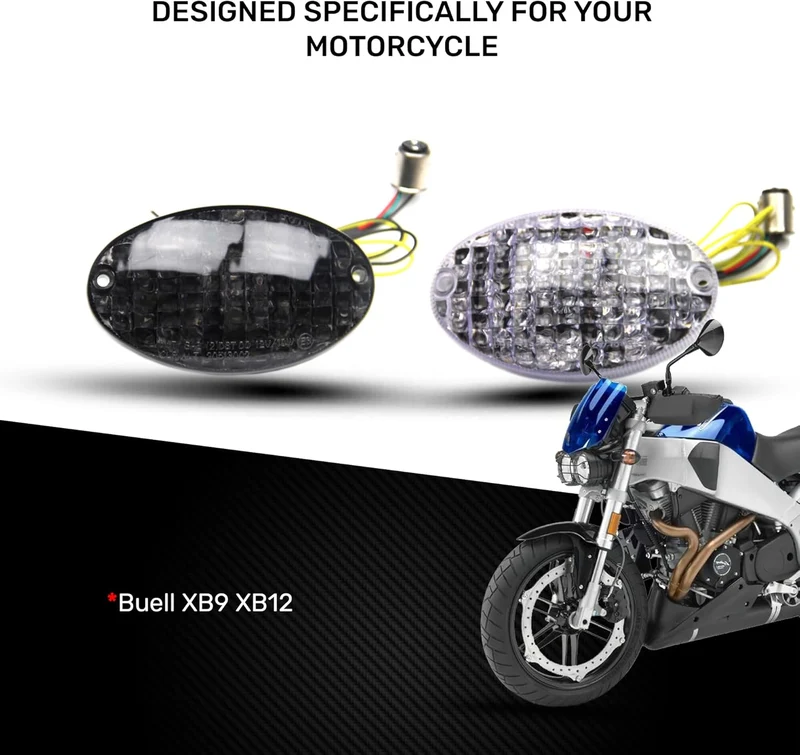 avdb-moto LED-Bremslicht mit integrierten Blinker kompatibel mit Buell XB9, XB12 (Klar), Klar