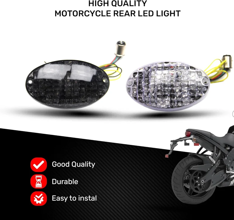 avdb-moto LED-Bremslicht mit integrierten Blinker kompatibel mit Buell XB9, XB12 (Klar), Klar