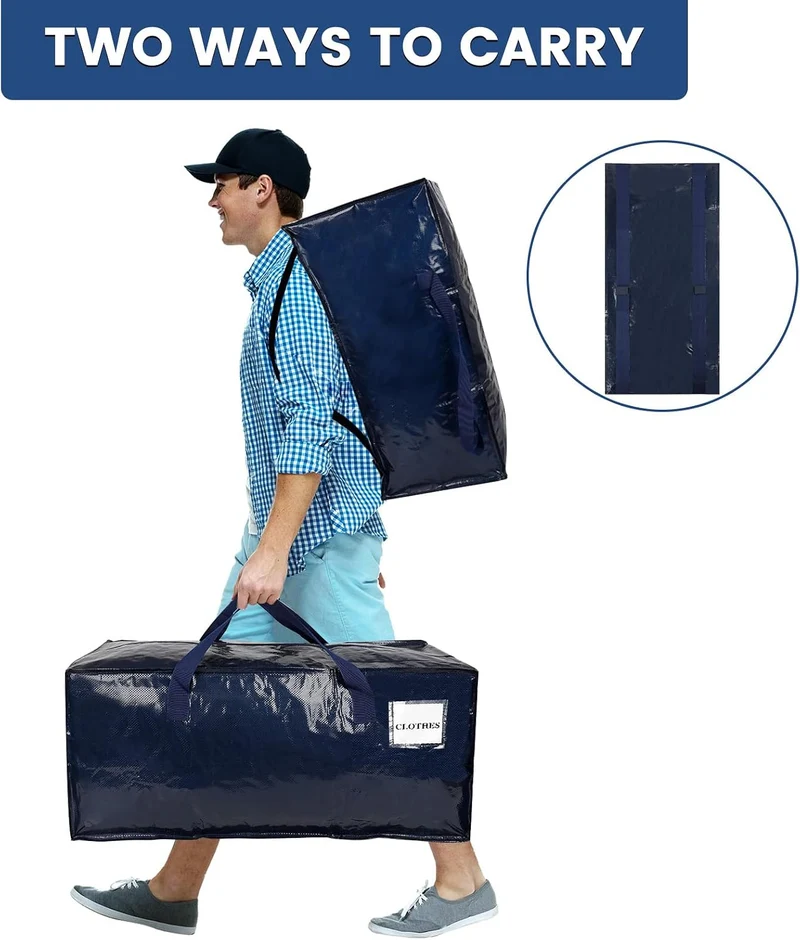 6er-Pack 92 L Aufbewahrungstasche, Umzugstaschen mit Rucksackgurten, Extra Grosse Kleideraufbewahrun