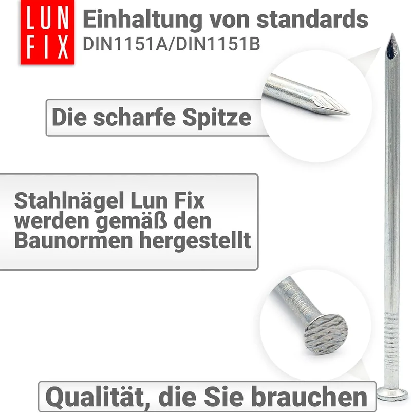 Stahlnägel 3,0 x 80 mm - 5kg (ca. 1150 stk.) – verzinkt, mit Senkkopf, 80mm lang (3.1"), Drahtstifte