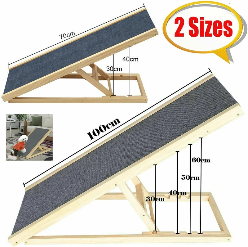 70 cm Hundeleiter Auffahrrampe für Haustiere mit Anti-rutsch Holz-Hunderampe für Haustieremit 2Höhen