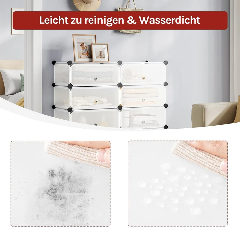 WOLTU Schuhboxen 10 Fächer stapelbar DIY Schuhschrank Weiss 47 x 35 x 170 cm Weiss, 47 x 35 x 170 cm