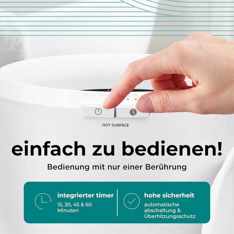 Handtuchwärmer Elektrisch Natur – Kompakter Handtuchheizkörper mit Timer & Überhitzungsschutz, Towel