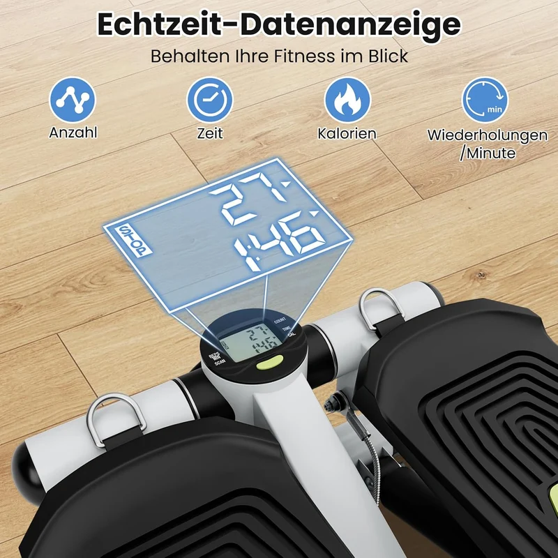 GOPLUS Mini-Stepper, Fitness-Stepper mit Widerstandsbändern, rutschfeste Pedale, hometrainer, Swings