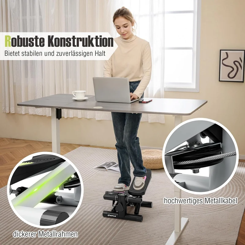 GOPLUS Mini-Stepper, Fitness-Stepper mit Widerstandsbändern, rutschfeste Pedale, hometrainer, Swings