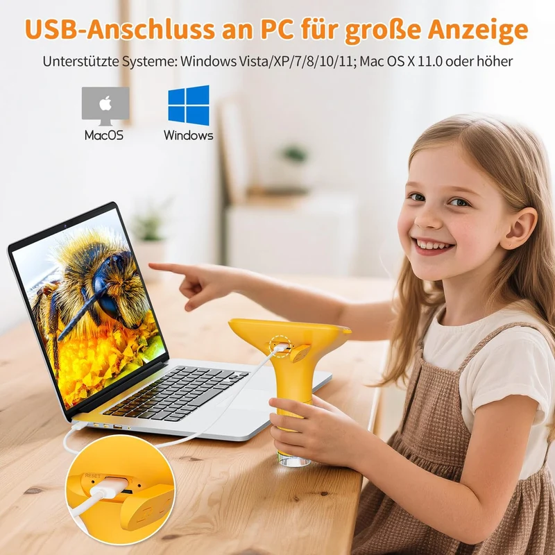 Digitales Mikroskop für Kinder, SKYBASIC Mini-Mikroskopkamera mit 3,0-Zoll-IPS-Bildschirm, 1000-fach