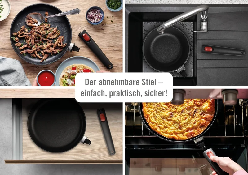 Woll Eco Lite QXR Wok- und Rührpfanne - Induktiv - Ø 30 cm, 10 cm hoch, mit abnehmbarem Stiel - Geei