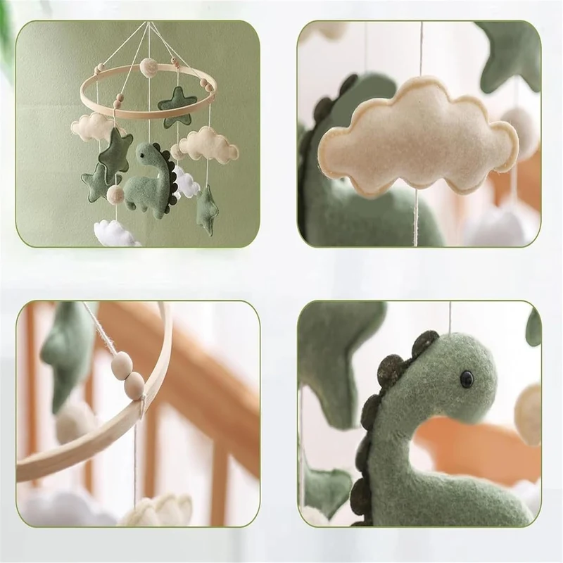 Baby Windspiele, Mobile Baby Windspiele Dinosaurier mit Wolken, Holz Hängende Baby Windspiel, Kinder