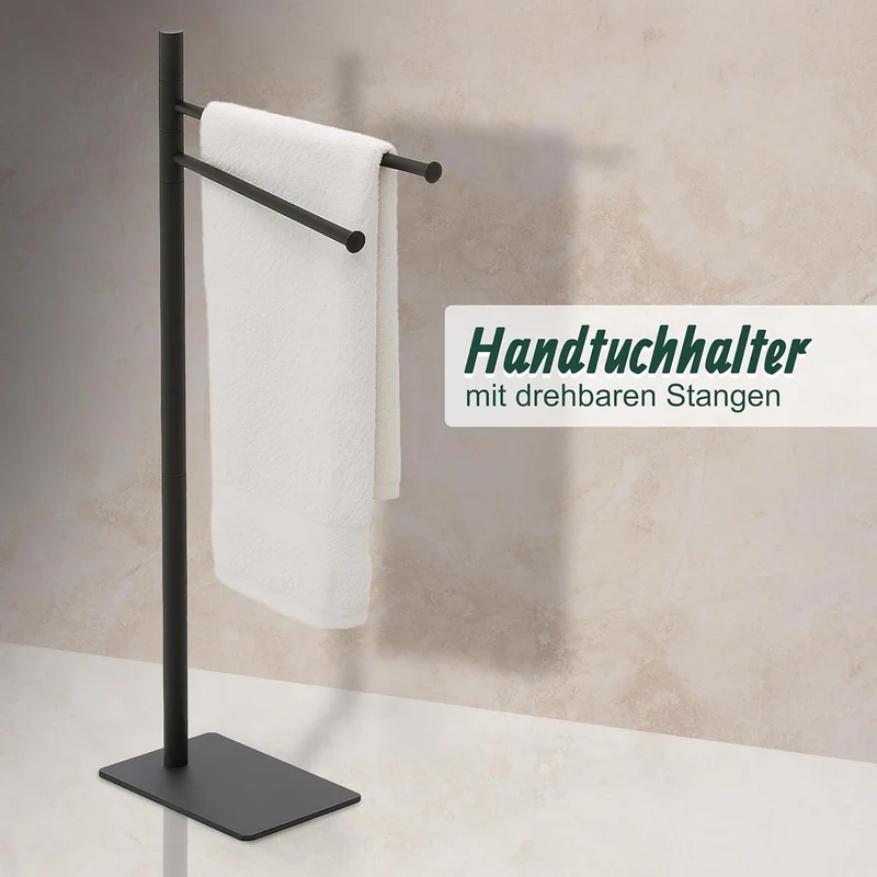 Relaxdays Handtuchständer, HxBxT: 78 x 33,5 x 14 cm, Edelstahl, 2 bewegliche Stangen, stehender Hand