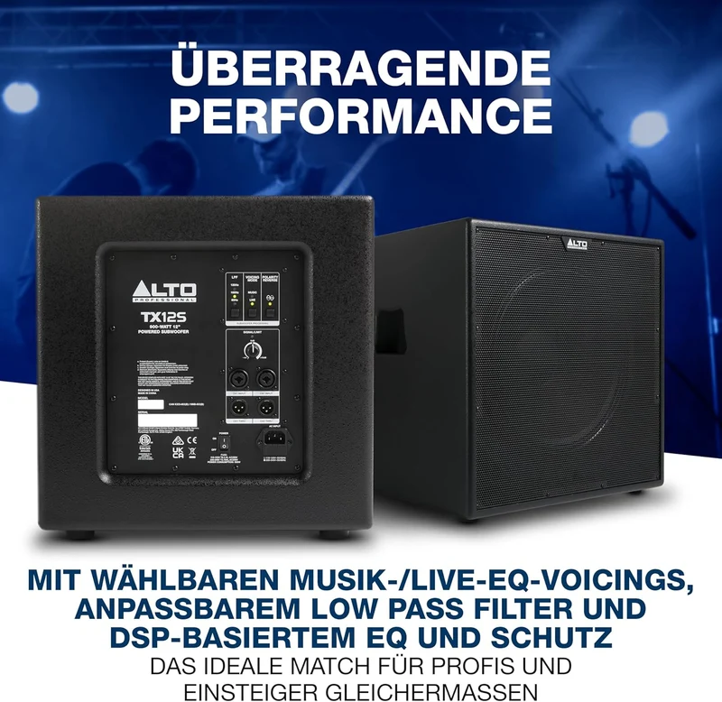ALTO TX12S 900W 12-Zoll Aktiv Subwoofer, DSP-optimierter PA Anlage mit 2-Zoll Schwingspule, überrage