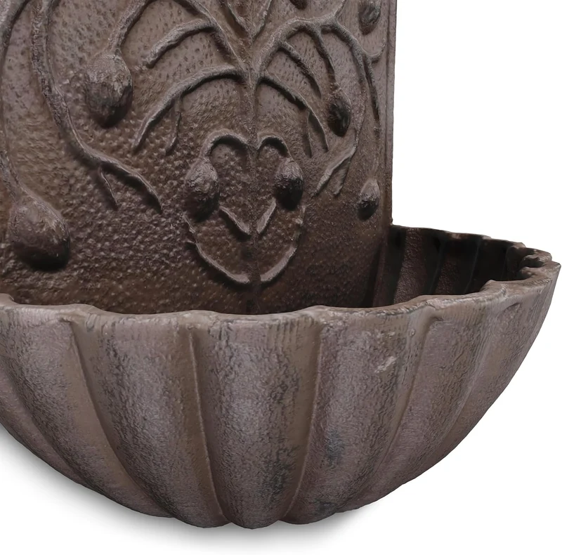 Relaxdays Wandbrunnen, mit Wasserhahn, Waschbecken Garten, Gusseisen, HxBxT: 40 x 24 x 15 cm, antike