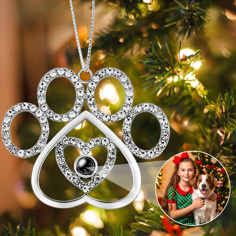 Easycosy personalisierte Schneeflocke Weihnachtsbaumschmuck mit Foto an Weihnachtsbaum, hängende Pro