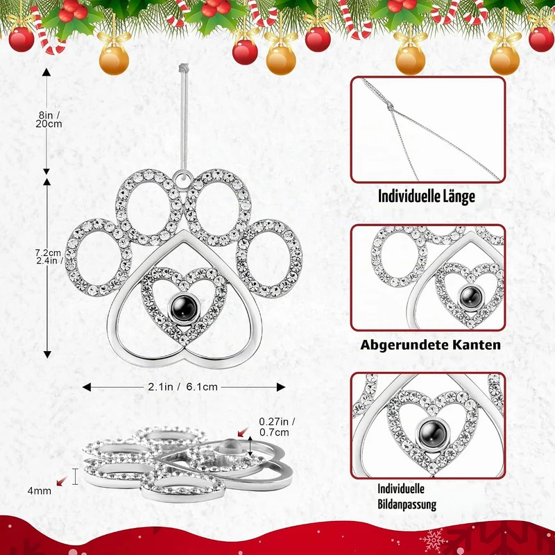 Easycosy personalisierte Schneeflocke Weihnachtsbaumschmuck mit Foto an Weihnachtsbaum, hängende Pro