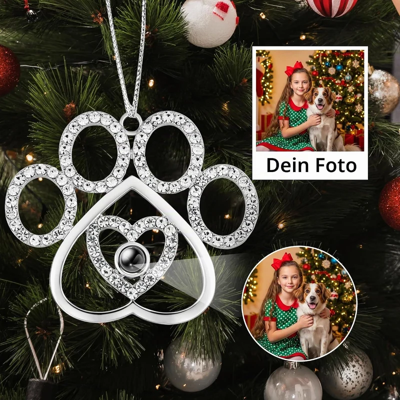 Easycosy personalisierte Schneeflocke Weihnachtsbaumschmuck mit Foto an Weihnachtsbaum, hängende Pro