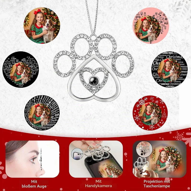Easycosy personalisierte Schneeflocke Weihnachtsbaumschmuck mit Foto an Weihnachtsbaum, hängende Pro