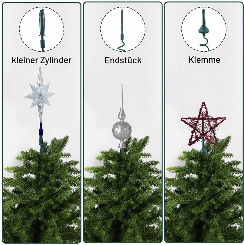Weihnachtsbaumspitze Halter, Universell Drehbar Halter für Baumspitze Plastik mit Verstellbarer Befe