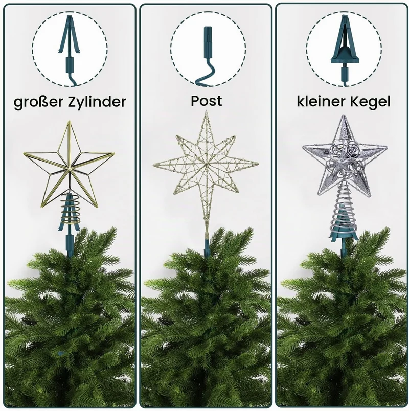 Weihnachtsbaumspitze Halter, Universell Drehbar Halter für Baumspitze Plastik mit Verstellbarer Befe