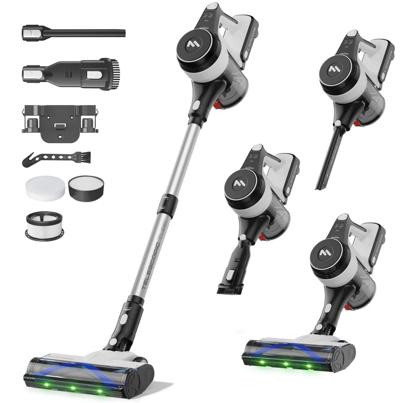 AlloyMove Akku Staubsauger 48000Pa/550W/65Min, 1.5L Staubsauger Kabellos mit Anti-Tangle-Bürste und