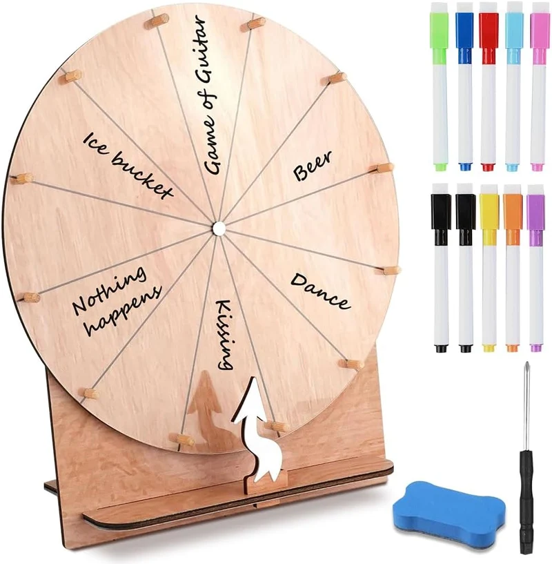 Glücksrad zum Drehen, TGKYK 30cm Gluecksrad Gluecksrad mit Radiergummi Markierstift und Schraubendre
