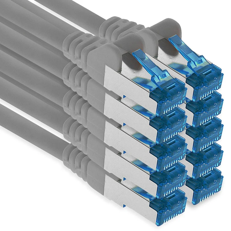 1aTTack.de Patchkabel – 10X 2m Ethernet, Netzwerk, Lan Kabel CAT6a (für Gigabit Netzwerke, Router, S