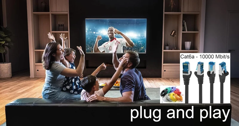 1aTTack.de Patchkabel – 10X 2m Ethernet, Netzwerk, Lan Kabel CAT6a (für Gigabit Netzwerke, Router, S