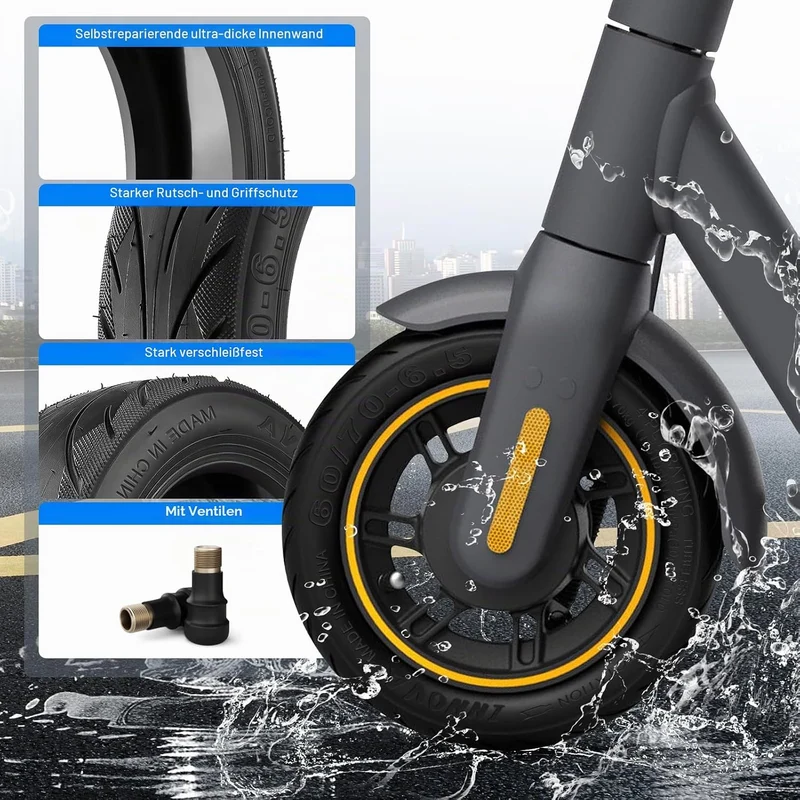 60/70-6.5 Tubeless Reifen für Ninebot Max G30 Serie, 10x2.5 Selbstreparierende Vakuum Mit Durchstoss