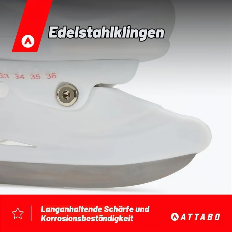 ATTABO KOA Kinder verstellbare Schlittschuhe | Freizeit Eislaufschuhe | PVC & PP Hartschale | Edelst