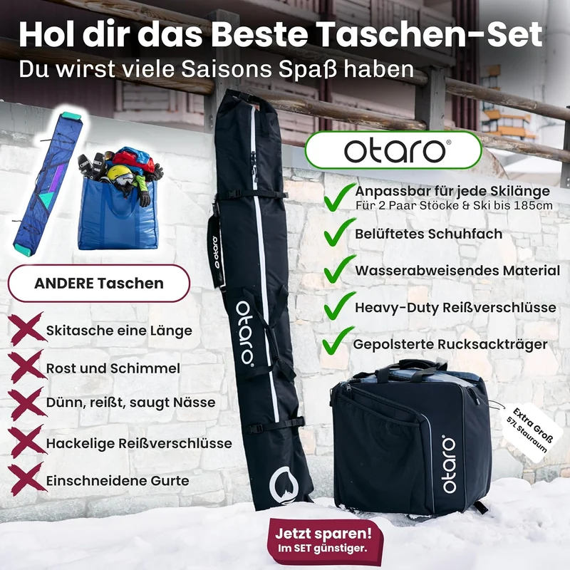 Otaro Skischuhtasche mit Helmfach | Skitasche für Skischuhe, Helm & Zubehör | > 60.000 begeisterte K