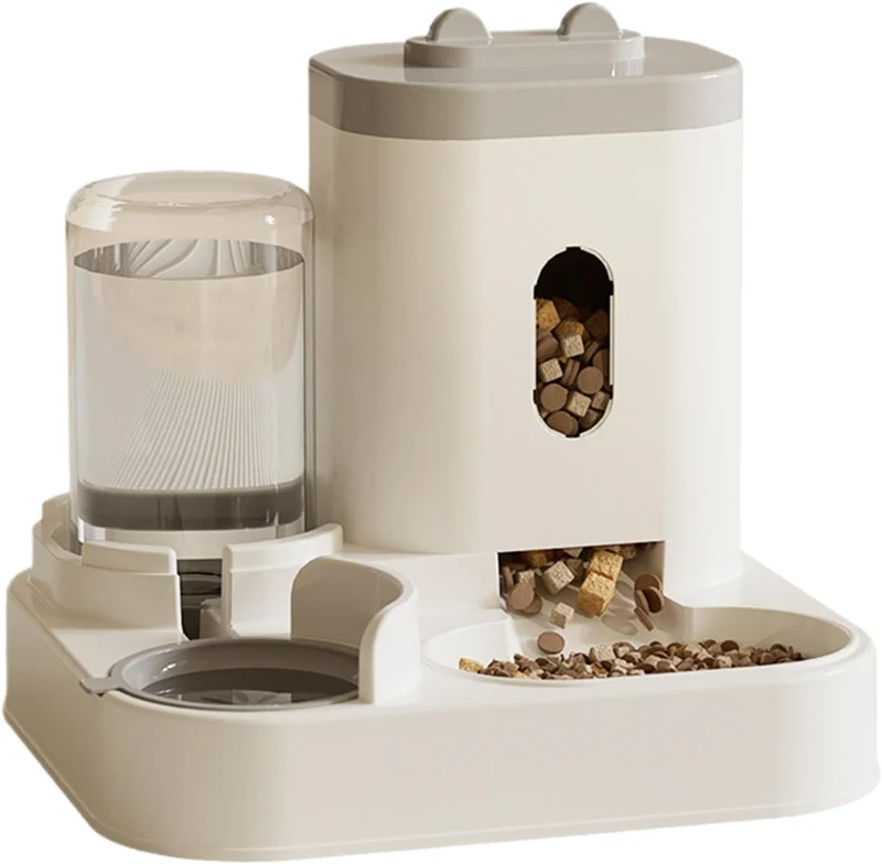 Futterautomat Katze, Tragbarer Katzenfutter Automat Mit 2300 Ml Und Wasserspender Mit 1000 Ml, Leich