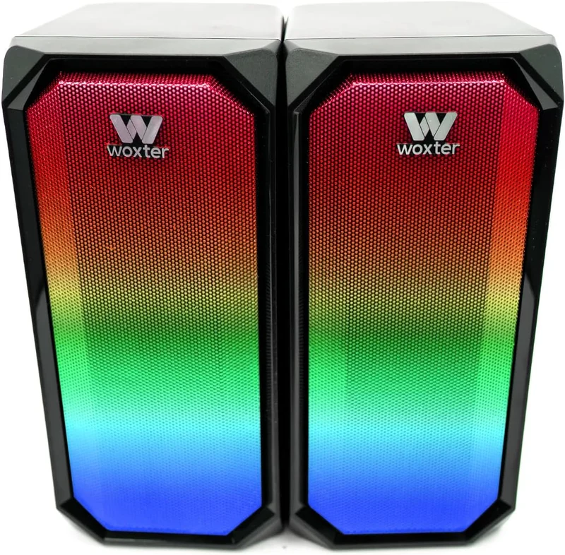 Woxter Big Bass 97 BT PC-Lautsprecher, 3,5-mm-Buchse, Bluetooth, kompakt, LEDs, Beleuchtungsmodi, St