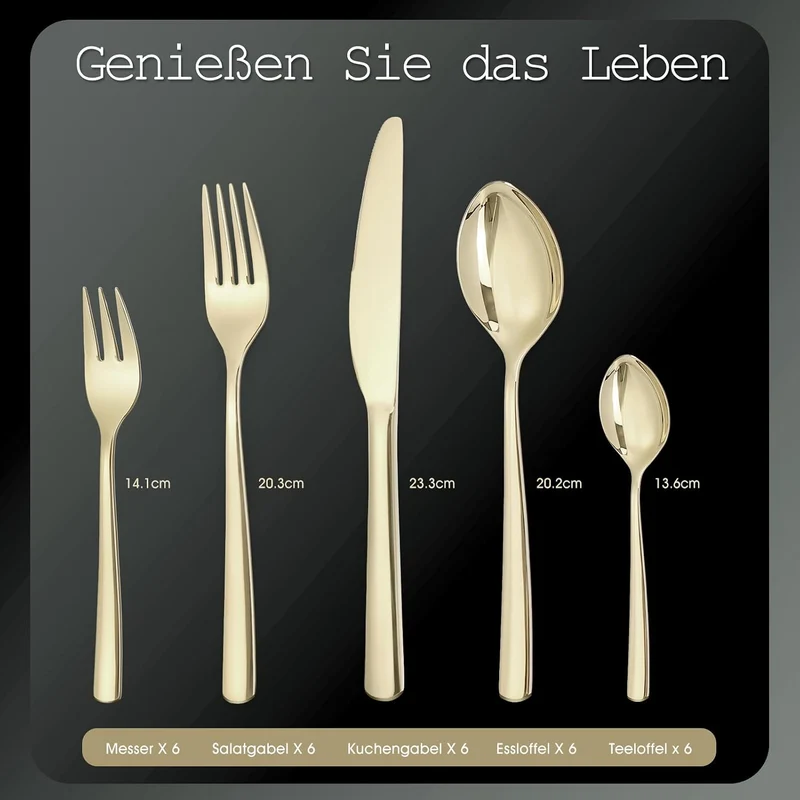 Besteck Set, LAZAHOME 30-teilig Besteckset für 6 Personen,Edelstahl Besteckset mit Messern, Gabeln u