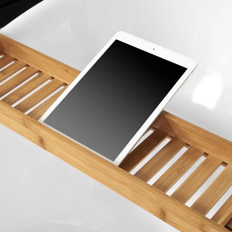 SoBuy Badewannenablage Bambus 80cm Badewannentablett Holz Wannenbrücke Extra Lang & Lackiert für Gro