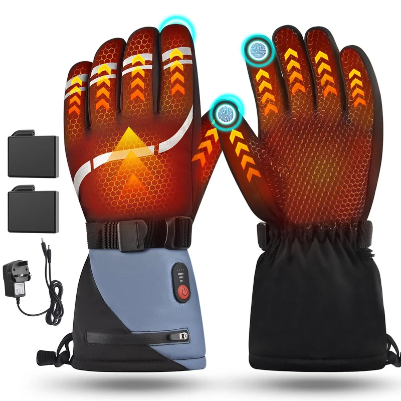 Beheizbare Handschuhe Damen Herren 7.4V 6400mAh Wiederaufladbar Beheizte Handschuhe 3 Heizstufen was