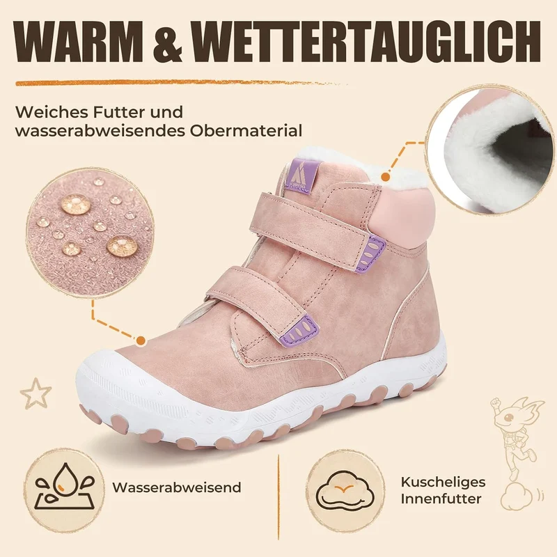 Mishansha Kinder Winterschuhe Warm Gefüttert Winterstiefel Jungen Mädchen Schneestiefel Outdoor Ruts