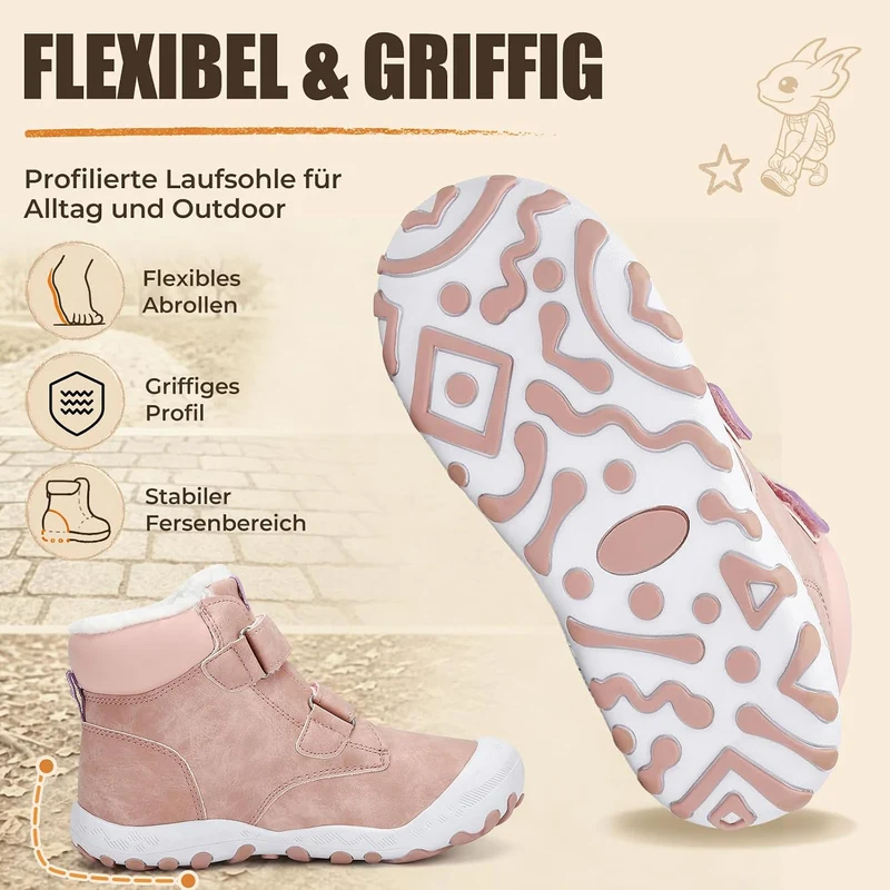 Mishansha Kinder Winterschuhe Warm Gefüttert Winterstiefel Jungen Mädchen Schneestiefel Outdoor Ruts