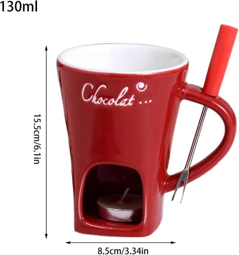 Schokoladen Schmelz Tasse - Keramik Schokoladen Schmelztopf Mit Gabel,Kleine Käse Butter Fondue Tass