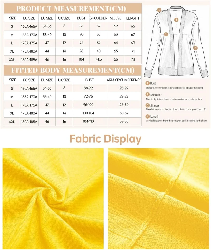 EXCHIC Damen Elegant Langarm Elastisch Strickjacke Cardigan Casual Leicht V-Ausschnitt Gestrickt Bla