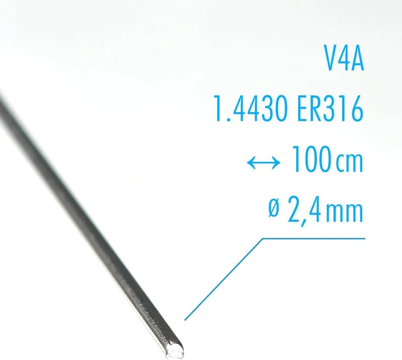 Generisch 1kg VA Edelstahl Schweissstäbe - Länge 1000mm, V4A 1.4430 316L - WIG, MIG/MAG (? 2,4 mm) ⌀