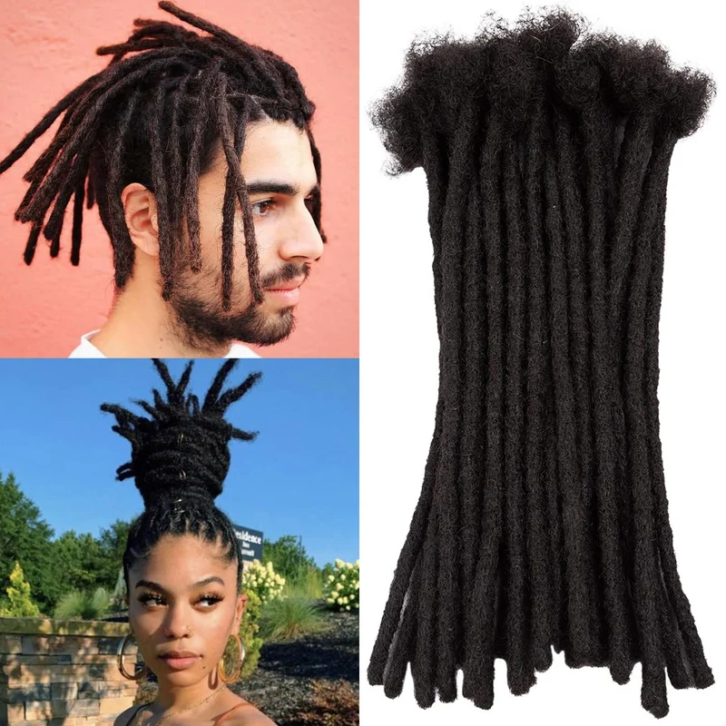 TAOYEMY Dreadlock Extension 8 inch 100% Human Hair Afro Kinky 20 Strands Dreadlock Extensions for Ma